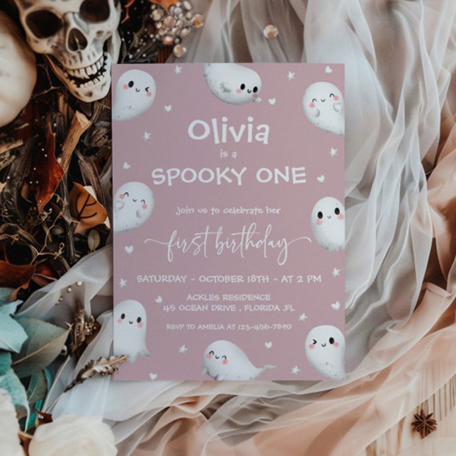 Cute Spooky One Halloween Girl 1st Birthday Inbjudningar (Skapare uppladdad)