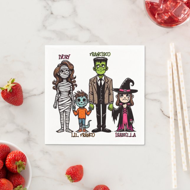 Cute & Spooky Personlig Family Halloween Pappersservett (Insitu)
