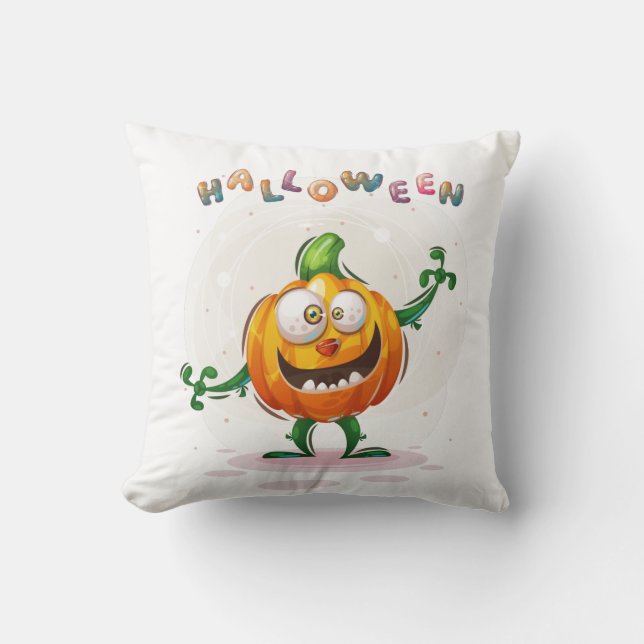 Cute Spooky Pumpkin Halloween-Färgad Kudde (Framsida)