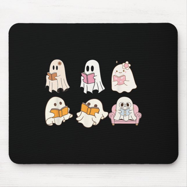 Cute Spooky Reading Bok Halloween Fall Ghost Autu Musmatta (Framsidan)