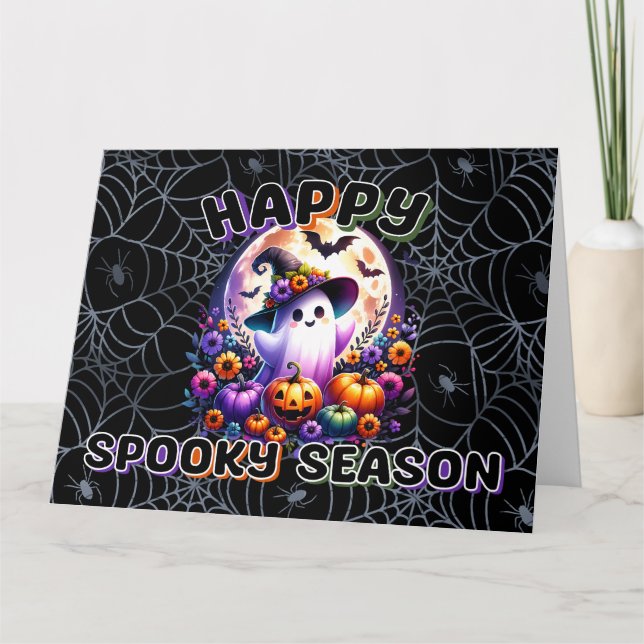 Cute Spooky Season Greeting Card för Halloween Tack Kort (Framsida)