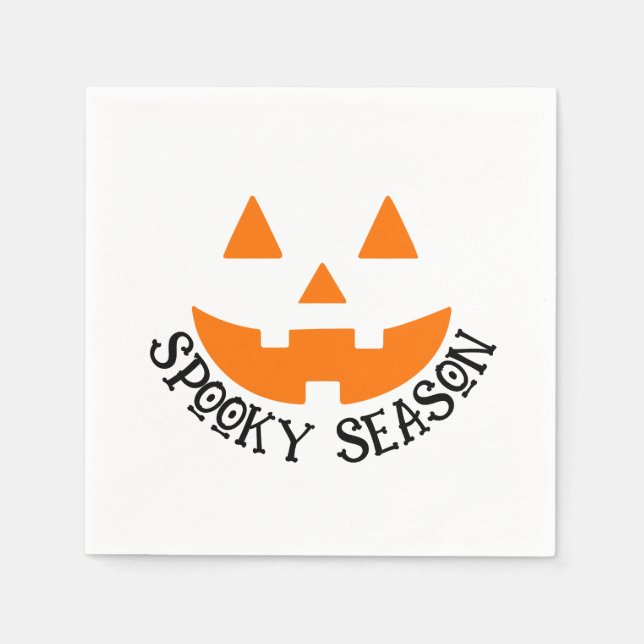 Cute Spooky Season Pumpkin Ansikte Halloween Pappersservett (Framsidan)
