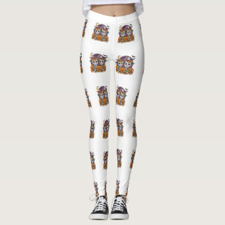 Cute Spooky Skeleton Cows with Pumpkins Leggings