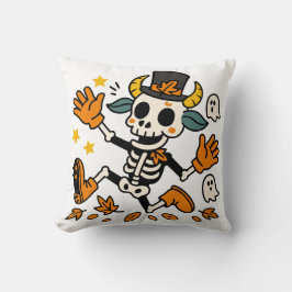 Cute Spooky Skeleton Goat Throw Pillow Kudde