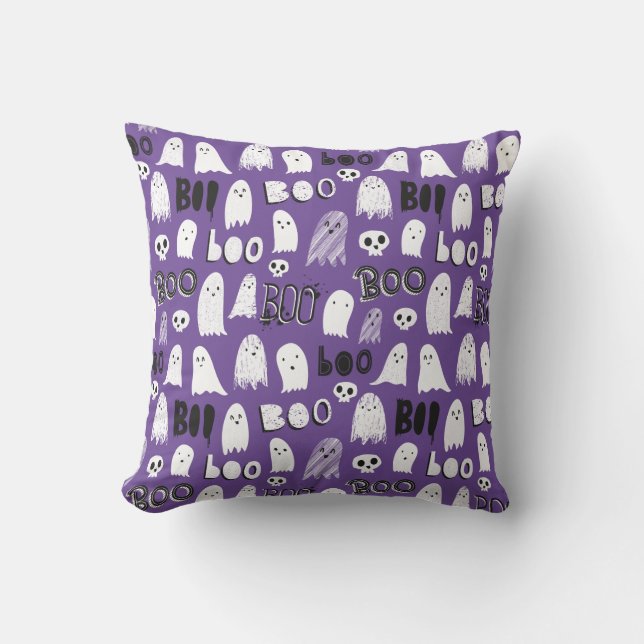 Cute Spooky Spöken, Döskallar och Boo Kudde (Framsida)