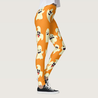Cute Spooky Spöken Mönster Halloween Roligt Kawaii Leggings
