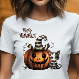 Cute Spooky Stripe Halloween Kitten T Shirt