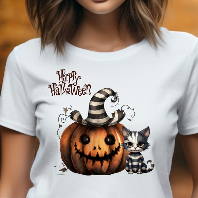 Cute Spooky Stripe Halloween Kitten T Shirt (Skapare uppladdad)