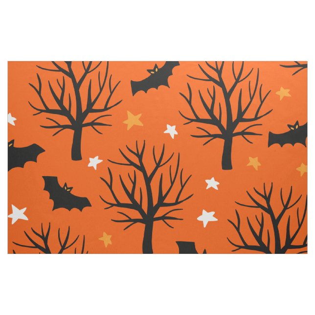 Cute Spooky Träd och Fladdermus Halloween Mönster Tyg (Fat Quarter)
