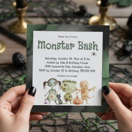 Cute Spooky Tre monster Bash Halloween fest Inbjudningar