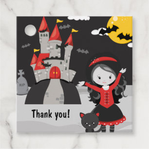 Cute Spooky Vampire Girl Halloween Kids Gåvor Etiketter