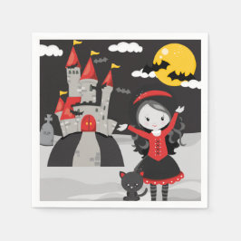 Cute Spooky Vampire Girl Halloween Kids Pappersservett