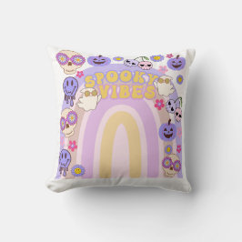 Cute Spooky Vibes Groovy Ghost Halloween Kudde