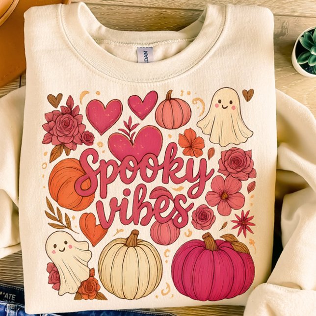 Cute Spooky Vibes Hearts Pumpkin Design Manar T Shirt (Skapare uppladdad)