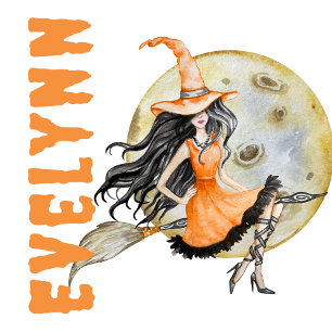 Cute Spooky Watercolor Witch Bus eller godis Tygkasse