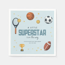 Cute Sports Superstar Boys Baby Shower