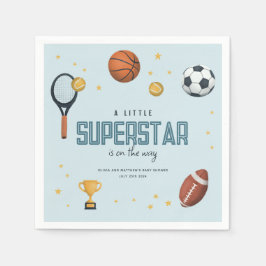 Cute Sports Superstar Boys Baby Shower Pappersservett