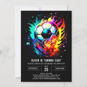 Cute Sports Watercolor Soccer Birthday Inbjudningar