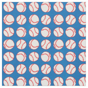 Cute Sports White och Red Baseball på Blue Tyg