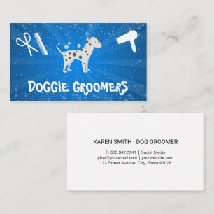 Cute Spoted Doggie Grooming Verktyg Visitkort