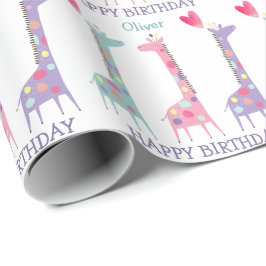 Cute Spoted Pastel Giraffe Barns födelsedag Presentpapper