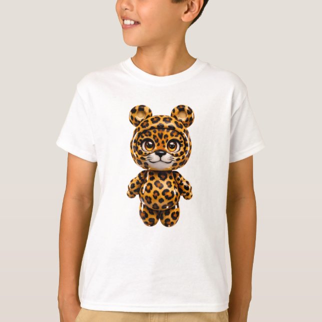 Cute Spotted Leopard Kawaii Safari Shirt Kids T (Framsida)