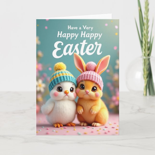 Cute Spring Animals Greeting Card Kort (Framsida)