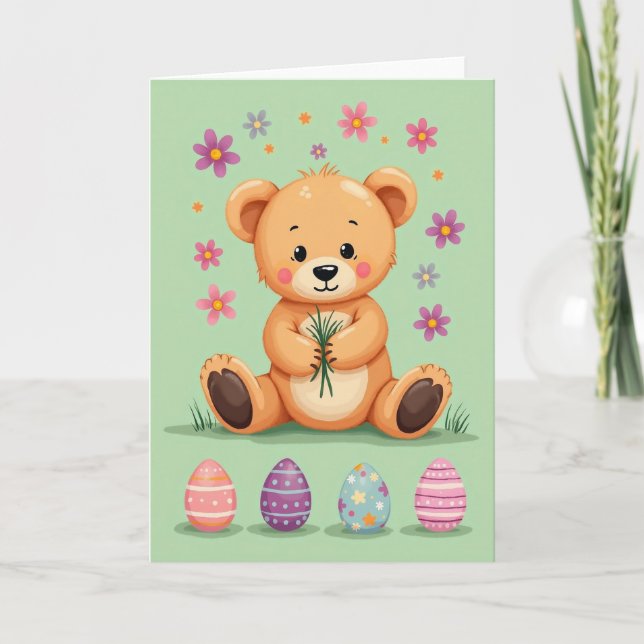 Cute Spring Bear Friend Card Kort (Framsida)