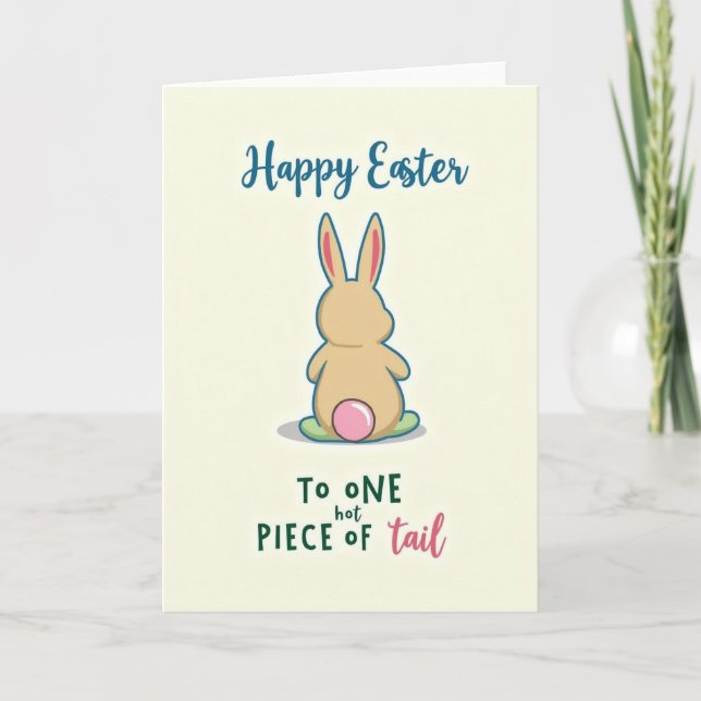 Cute Spring Bunny Fun Message Card Kort (Framsida)