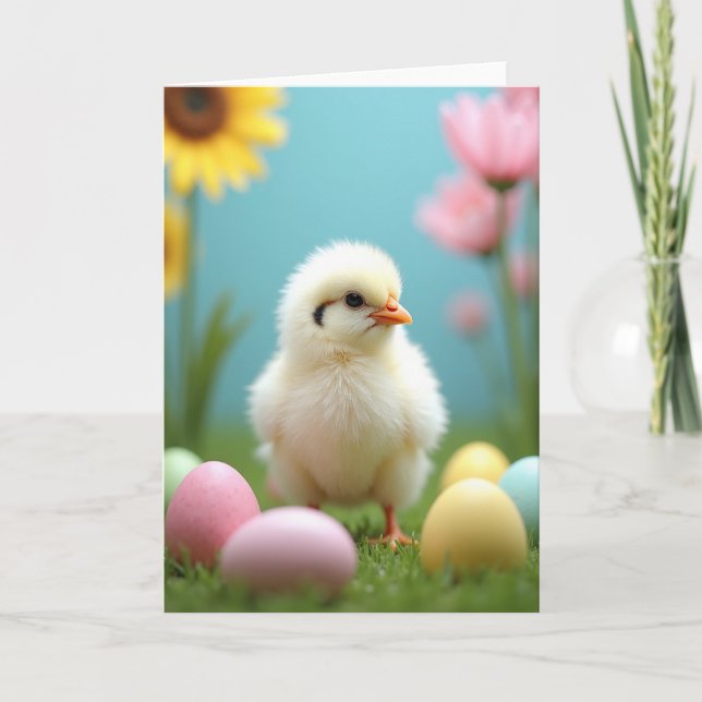 Cute Spring Chick Scene Card Kort (Framsida)