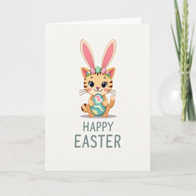 Cute Spring Feline Celebration Card Kort (Framsida)