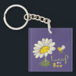 Cute Spring Scene with Daisy Flower and Bee<br><div class="desc">Cute Simple Illustration depicting a Daisy Flower and a Hovering Bumblebee with Text Leaf me Bee</div>
