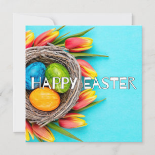 Cute Springtime Glad påsk Flowers & Egg Collage Kort