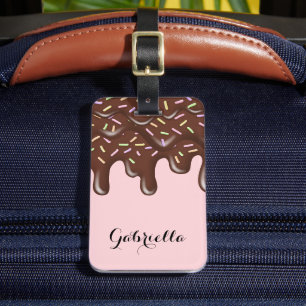 Cute Sprinkle Ice Cream Chocolate Personlig Bagagebricka