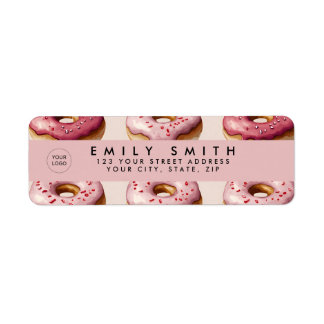 Cute Sprinkle Rosa Donut-etikett Returadress Etikett