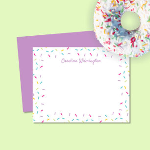 Cute Sprinkles Colorful Girly Stationery Note Card Anteckningskort