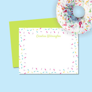 Cute Sprinkles Girly Lime Green Stationery Anteckningskort