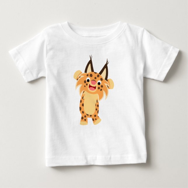 Cute Spunky Tecknad Bobcat Baby T-Shirt (Framsida)
