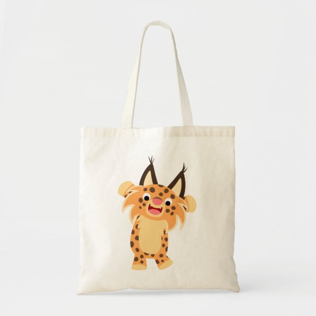 Cute Spunky Tecknad Bobcat Bag Tygkasse (Framsidan)