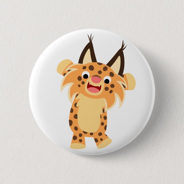 Cute Spunky Tecknad Bobcat Button Badge Knapp (Framsida)