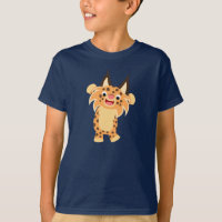 Cute Spunky Tecknad Bobcat Children T-Shirt