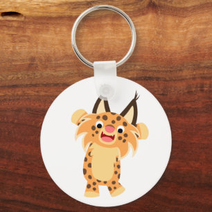 Cute Spunky Tecknad Bobcat Keychain Nyckelring