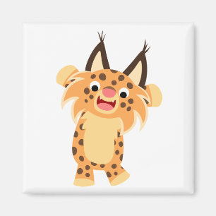 Cute Spunky Tecknad Bobcat Magnet