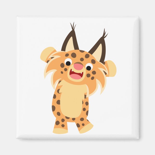 Cute Spunky Tecknad Bobcat Magnet (Framsidan)
