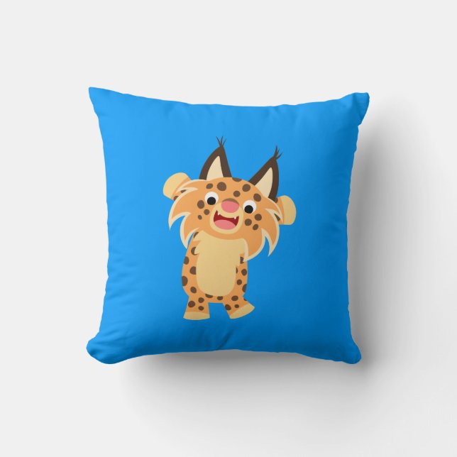 Cute Spunky Tecknad Bobcat Pillow Kudde (Framsida)