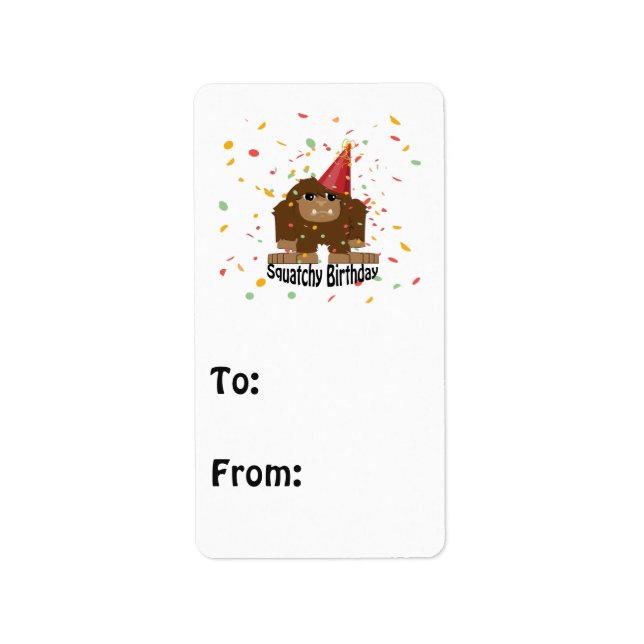 Cute Squatchy Birthday Bigfoot Adressetikett (Framsidan)