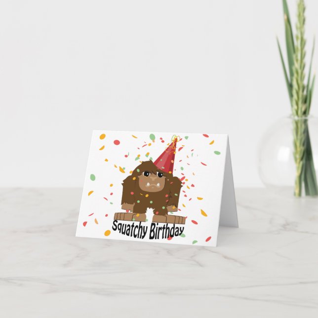 Cute Squatchy Birthday Bigfoot Kort (Framsida)