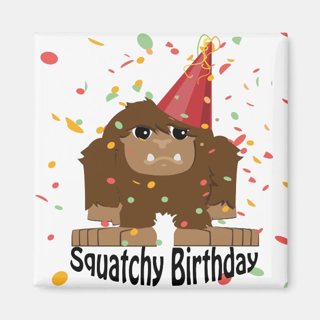 Cute Squatchy Birthday Bigfoot Magnet (Framsidan)