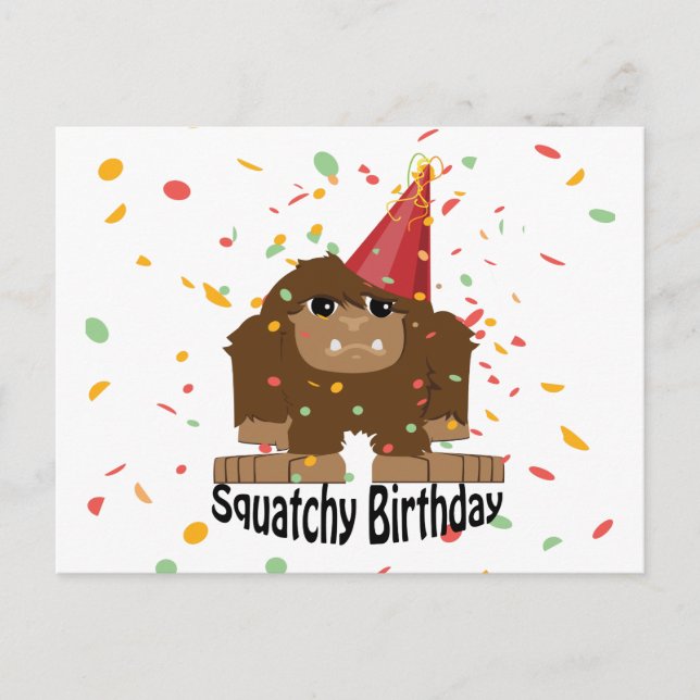Cute Squatchy Birthday Bigfoot Vykort (Framsida)