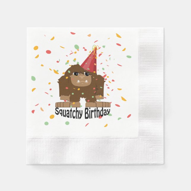 Cute Squatchy Birthday Tecknad Bigfoot Pappersservett (Framsidan)